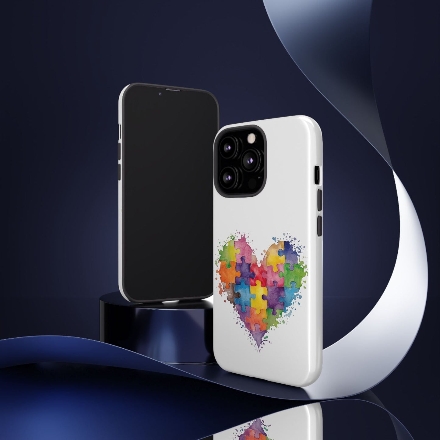 Autism Puzzle Heart Phone Case - Colorful Watercolor Protective Cover for iPhone, Samsung & Google Pixel - Geo Rocks The 'Tism
