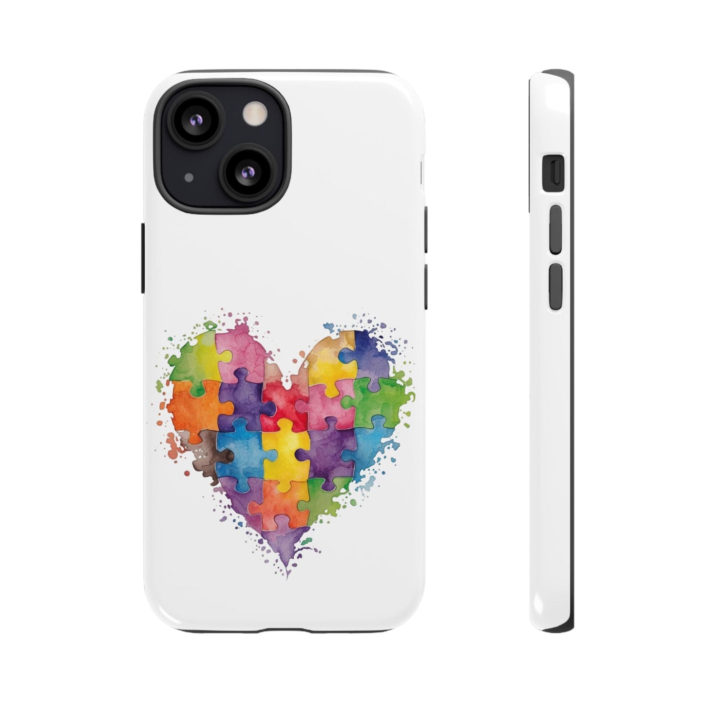 Autism Puzzle Heart Phone Case - Colorful Watercolor Protective Cover for iPhone, Samsung & Google Pixel - Geo Rocks The 'Tism