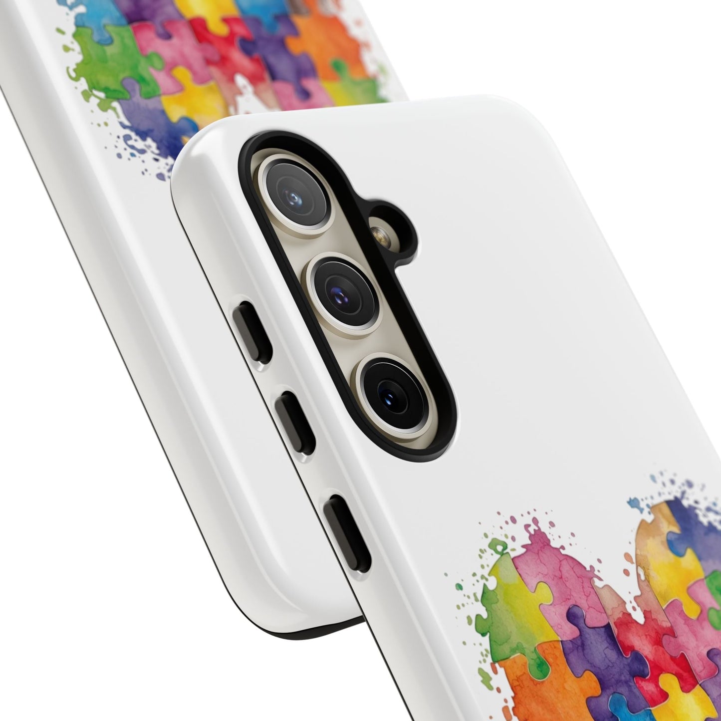 Autism Puzzle Heart Phone Case - Colorful Watercolor Protective Cover for iPhone, Samsung & Google Pixel - Geo Rocks The 'Tism