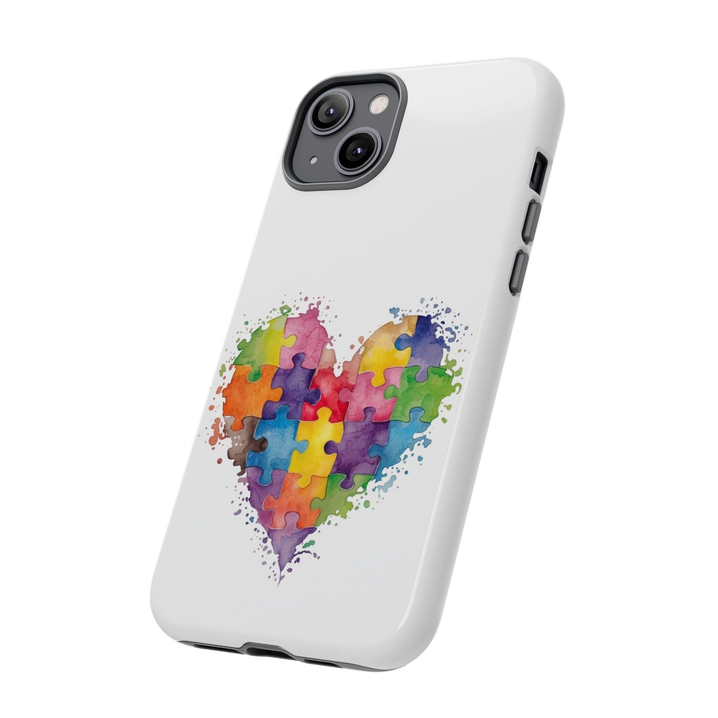 Autism Puzzle Heart Phone Case - Colorful Watercolor Protective Cover for iPhone, Samsung & Google Pixel - Geo Rocks The 'Tism