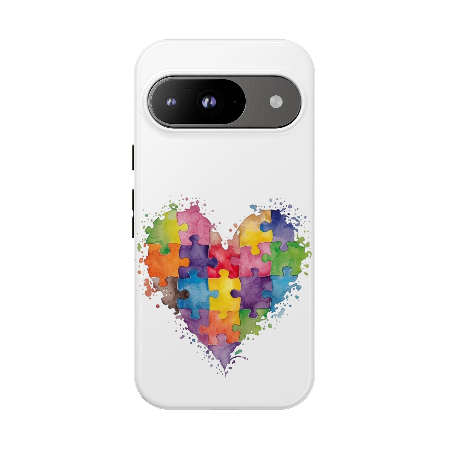 Autism Puzzle Heart Phone Case - Colorful Watercolor Protective Cover for iPhone, Samsung & Google Pixel - Geo Rocks The 'Tism