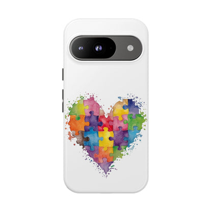Autism Puzzle Heart Phone Case - Colorful Watercolor Protective Cover for iPhone, Samsung & Google Pixel - Geo Rocks The 'Tism