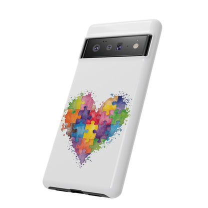Autism Puzzle Heart Phone Case - Colorful Watercolor Protective Cover for iPhone, Samsung & Google Pixel - Geo Rocks The 'Tism