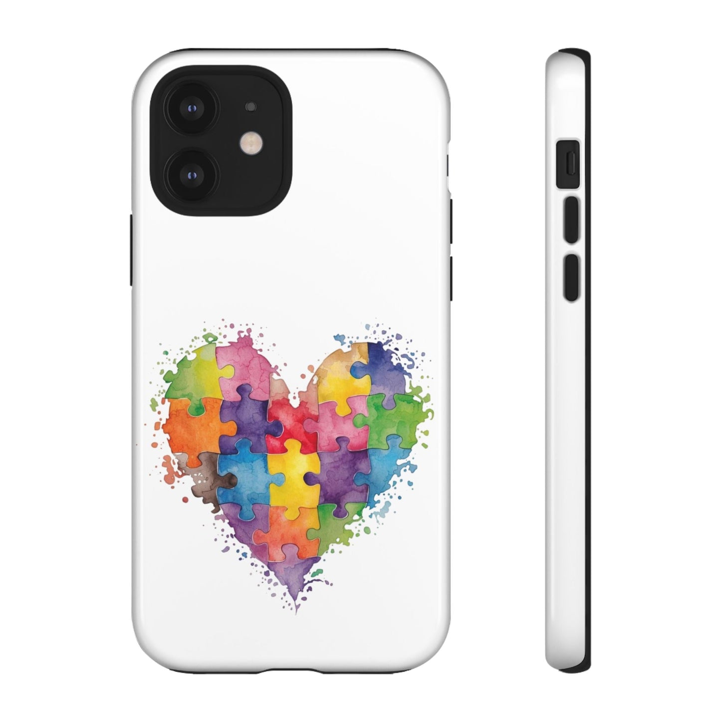 Autism Puzzle Heart Phone Case - Colorful Watercolor Protective Cover for iPhone, Samsung & Google Pixel - Geo Rocks The 'Tism