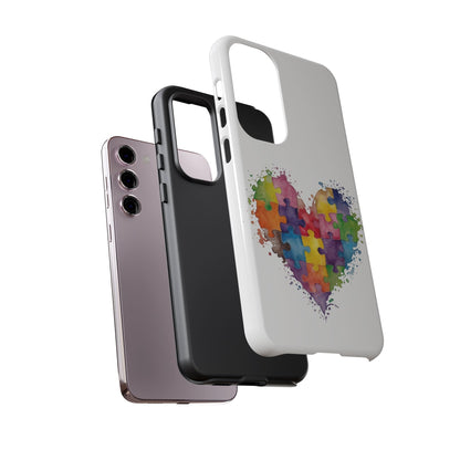 Autism Puzzle Heart Phone Case - Colorful Watercolor Protective Cover for iPhone, Samsung & Google Pixel - Geo Rocks The 'Tism