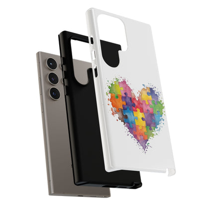 Autism Puzzle Heart Phone Case - Colorful Watercolor Protective Cover for iPhone, Samsung & Google Pixel - Geo Rocks The 'Tism