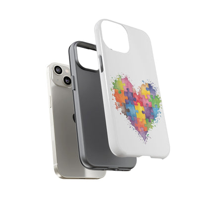 Autism Puzzle Heart Phone Case - Colorful Watercolor Protective Cover for iPhone, Samsung & Google Pixel - Geo Rocks The 'Tism