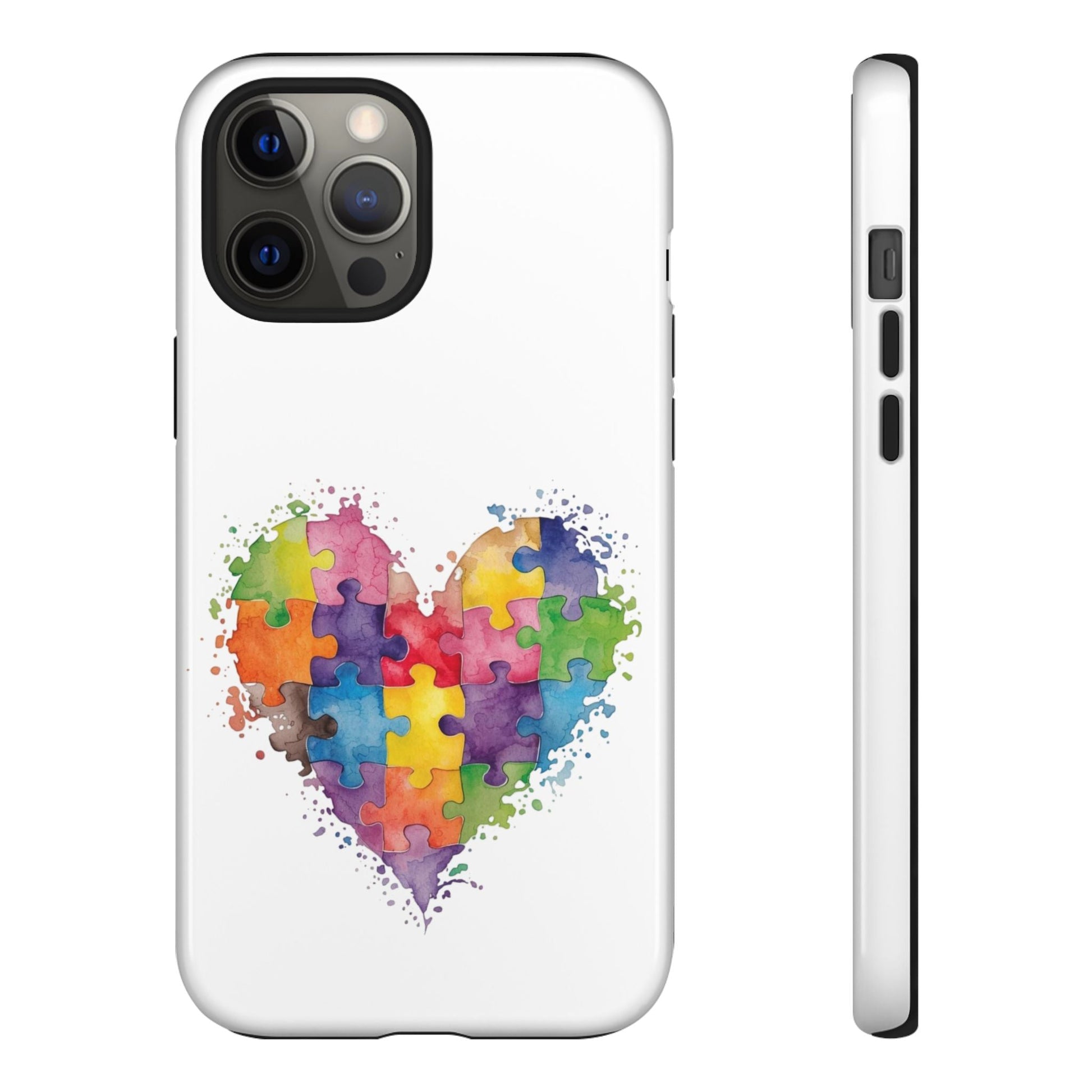 Autism Puzzle Heart Phone Case - Colorful Watercolor Protective Cover for iPhone, Samsung & Google Pixel - Geo Rocks The 'Tism