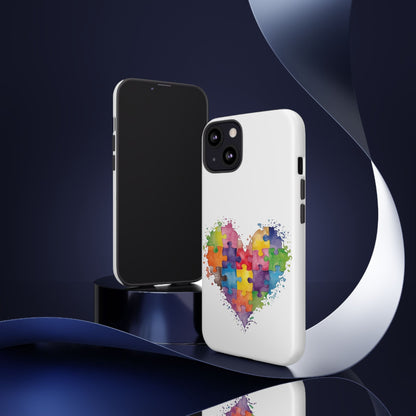 Autism Puzzle Heart Phone Case - Colorful Watercolor Protective Cover for iPhone, Samsung & Google Pixel - Geo Rocks The 'Tism