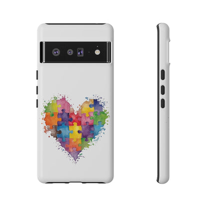 Autism Puzzle Heart Phone Case - Colorful Watercolor Protective Cover for iPhone, Samsung & Google Pixel - Geo Rocks The 'Tism