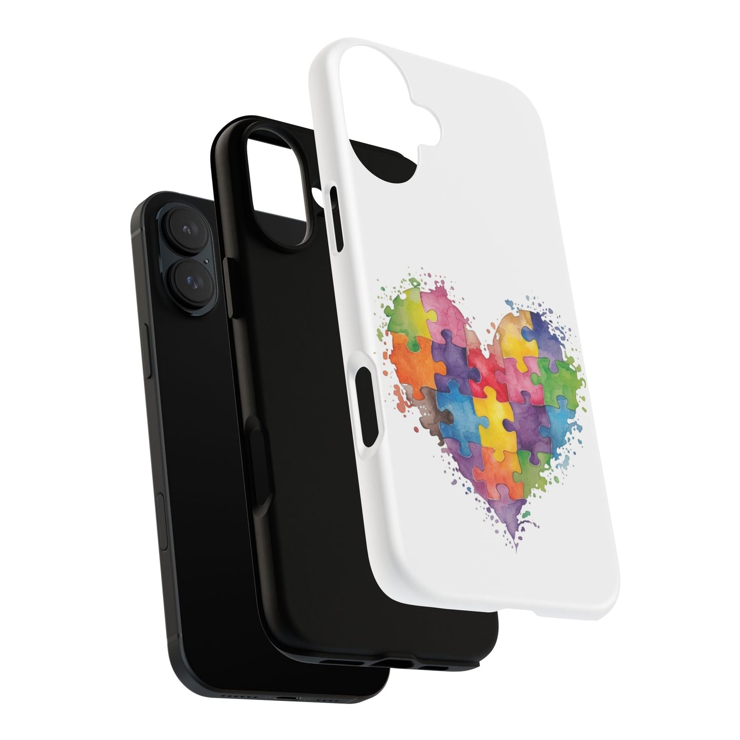 Autism Puzzle Heart Phone Case - Colorful Watercolor Protective Cover for iPhone, Samsung & Google Pixel - Geo Rocks The 'Tism
