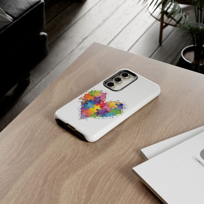 Autism Puzzle Heart Phone Case - Colorful Watercolor Protective Cover for iPhone, Samsung & Google Pixel - Geo Rocks The 'Tism