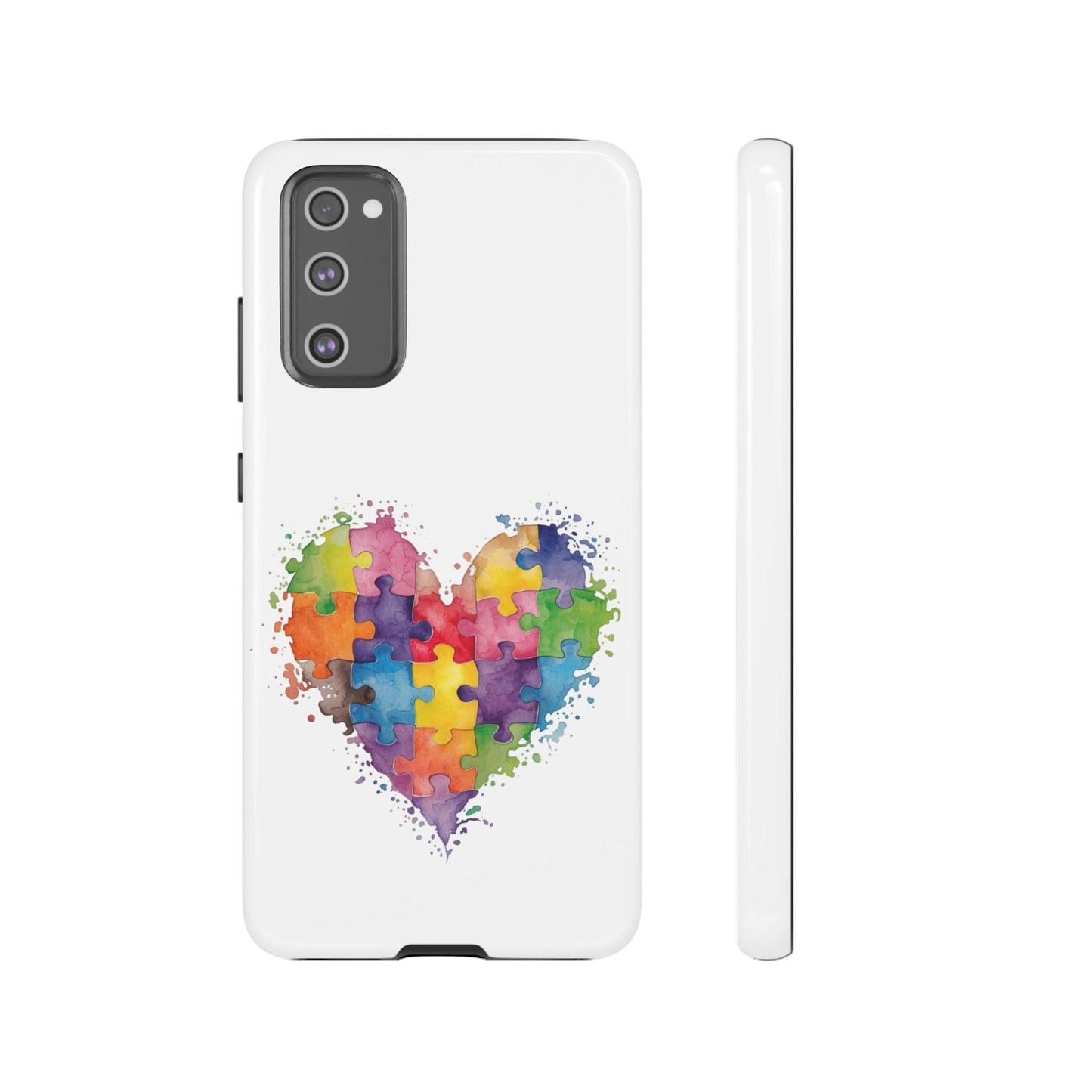 Autism Puzzle Heart Phone Case - Colorful Watercolor Protective Cover for iPhone, Samsung & Google Pixel - Geo Rocks The 'Tism