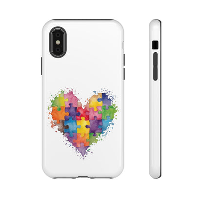 Autism Puzzle Heart Phone Case - Colorful Watercolor Protective Cover for iPhone, Samsung & Google Pixel - Geo Rocks The 'Tism