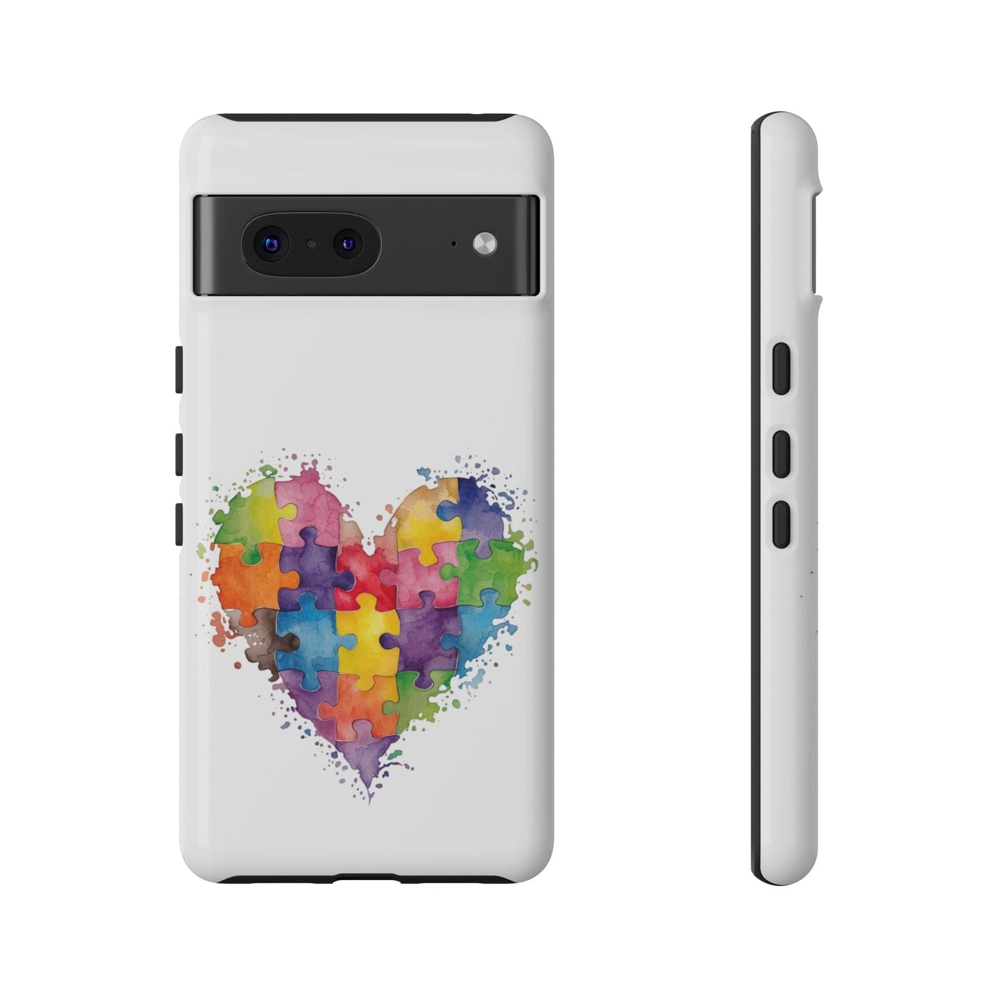 Autism Puzzle Heart Phone Case - Colorful Watercolor Protective Cover for iPhone, Samsung & Google Pixel - Geo Rocks The 'Tism