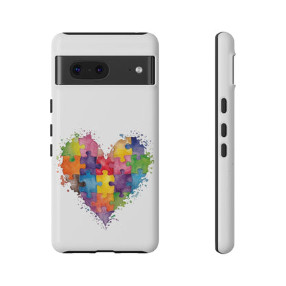 Autism Puzzle Heart Phone Case - Colorful Watercolor Protective Cover for iPhone, Samsung & Google Pixel - Geo Rocks The 'Tism