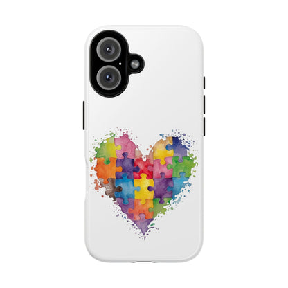 Autism Puzzle Heart Phone Case - Colorful Watercolor Protective Cover for iPhone, Samsung & Google Pixel - Geo Rocks The 'Tism
