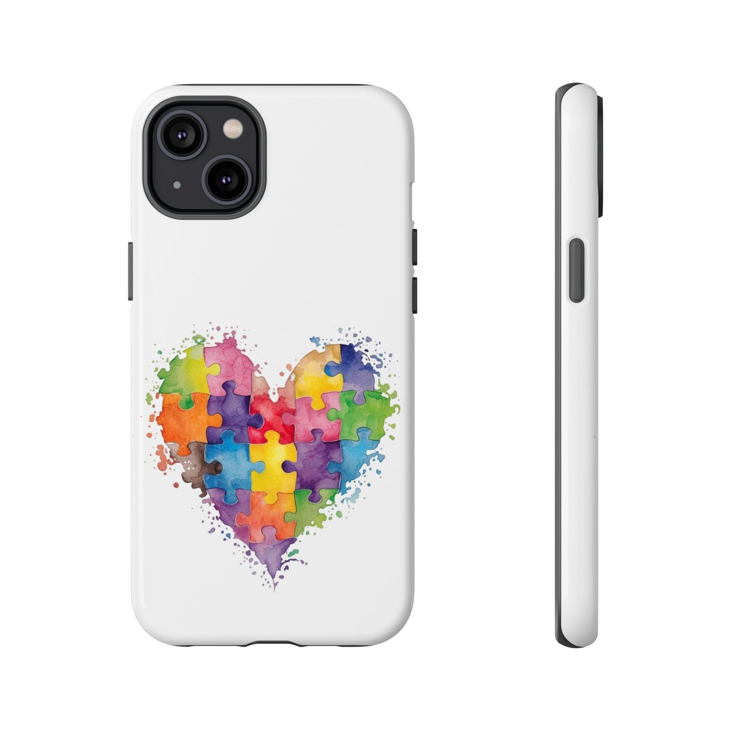 Autism Puzzle Heart Phone Case - Colorful Watercolor Protective Cover for iPhone, Samsung & Google Pixel - Geo Rocks The 'Tism