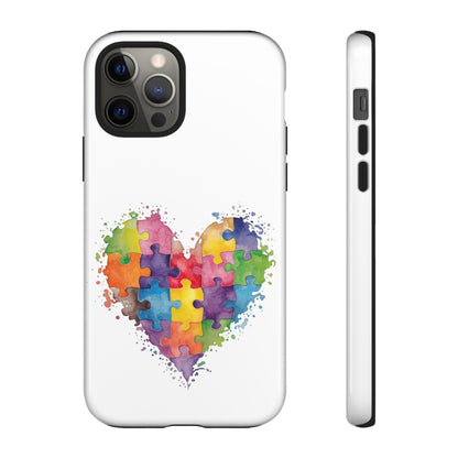 Autism Puzzle Heart Phone Case - Colorful Watercolor Protective Cover for iPhone, Samsung & Google Pixel - Geo Rocks The 'Tism