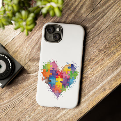 Autism Puzzle Heart Phone Case - Colorful Watercolor Protective Cover for iPhone, Samsung & Google Pixel - Geo Rocks The 'Tism