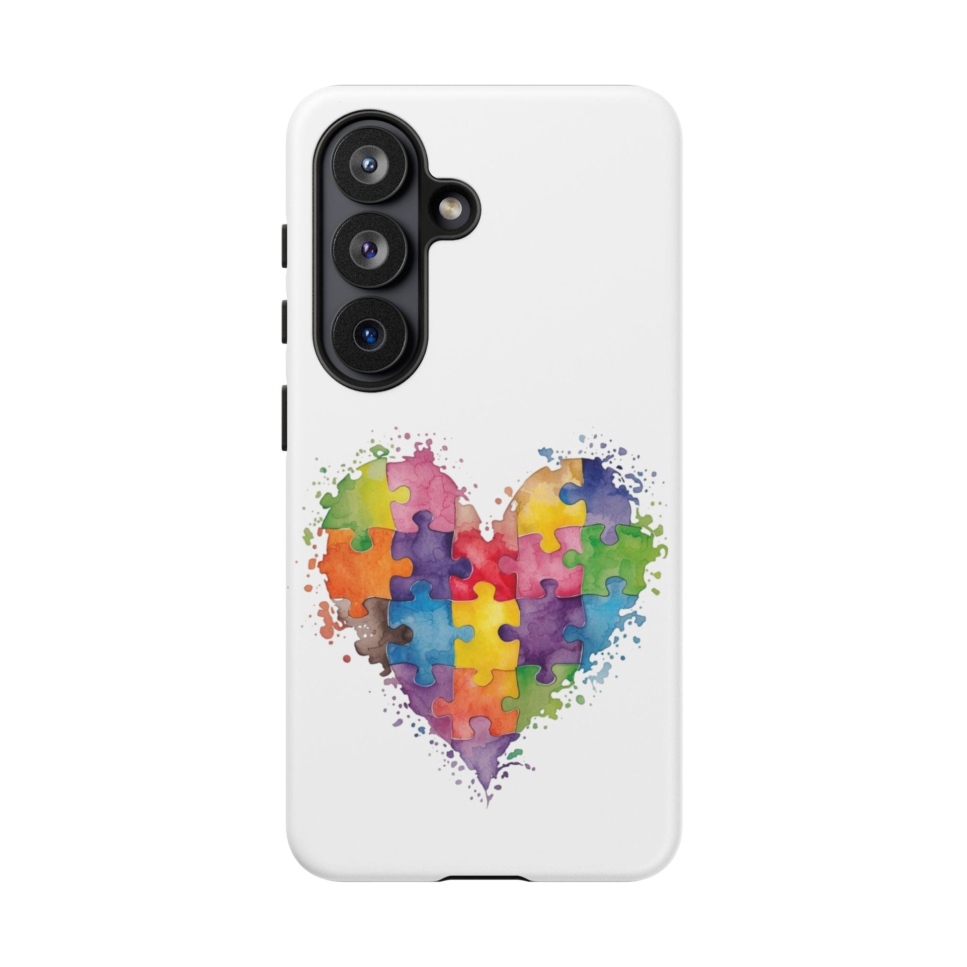 Autism Puzzle Heart Phone Case - Colorful Watercolor Protective Cover for iPhone, Samsung & Google Pixel - Geo Rocks The 'Tism