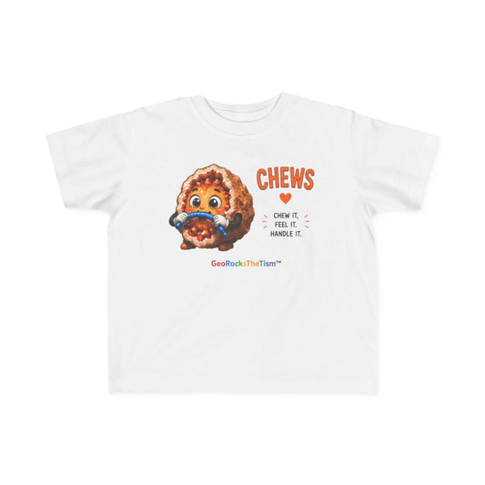 “Chews” Stimming Geode Autism Self Sensory Regulation Toddler Tee - Geo Rocks The 'Tism