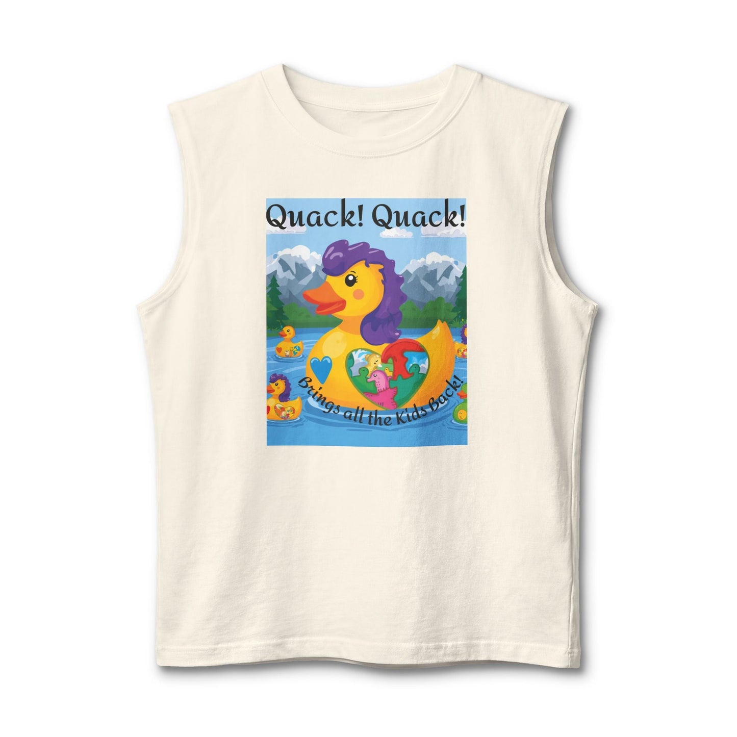 Colorful Mom Duck Heart Design Muscle Tank - Geo Rocks The 'Tism
