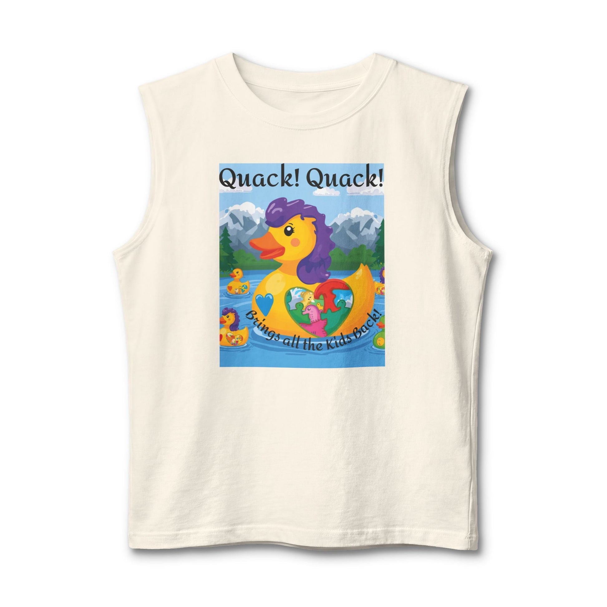 Colorful Mom Duck Heart Design Muscle Tank - Geo Rocks The 'Tism
