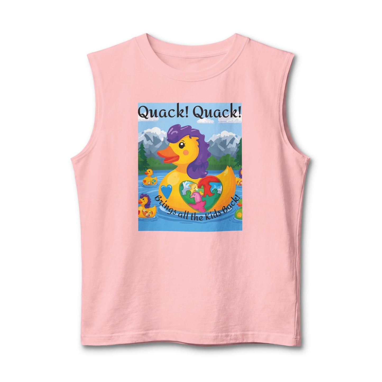Colorful Mom Duck Heart Design Muscle Tank - Geo Rocks The 'Tism