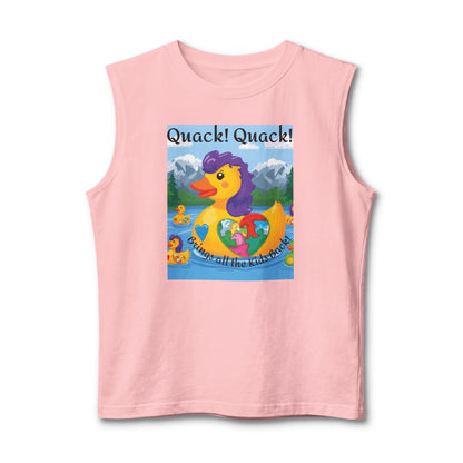Colorful Mom Duck Heart Design Muscle Tank - Geo Rocks The 'Tism