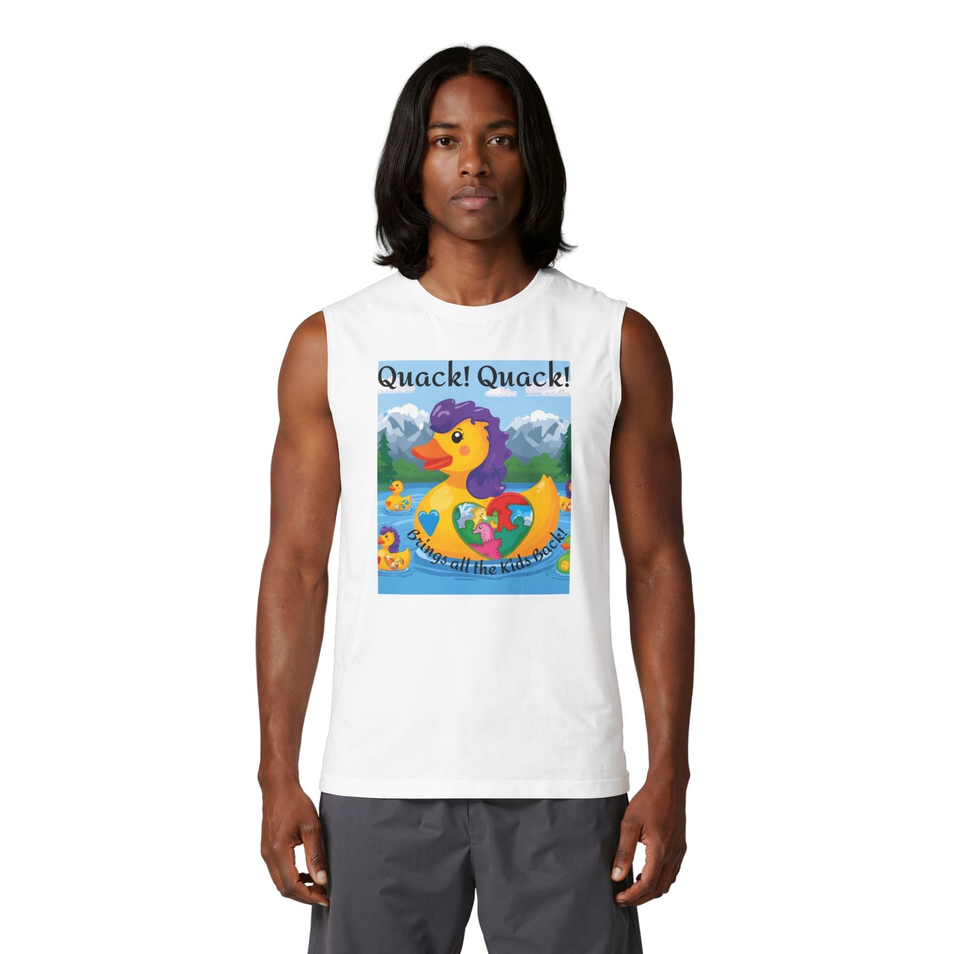 Colorful Mom Duck Heart Design Muscle Tank - Geo Rocks The 'Tism