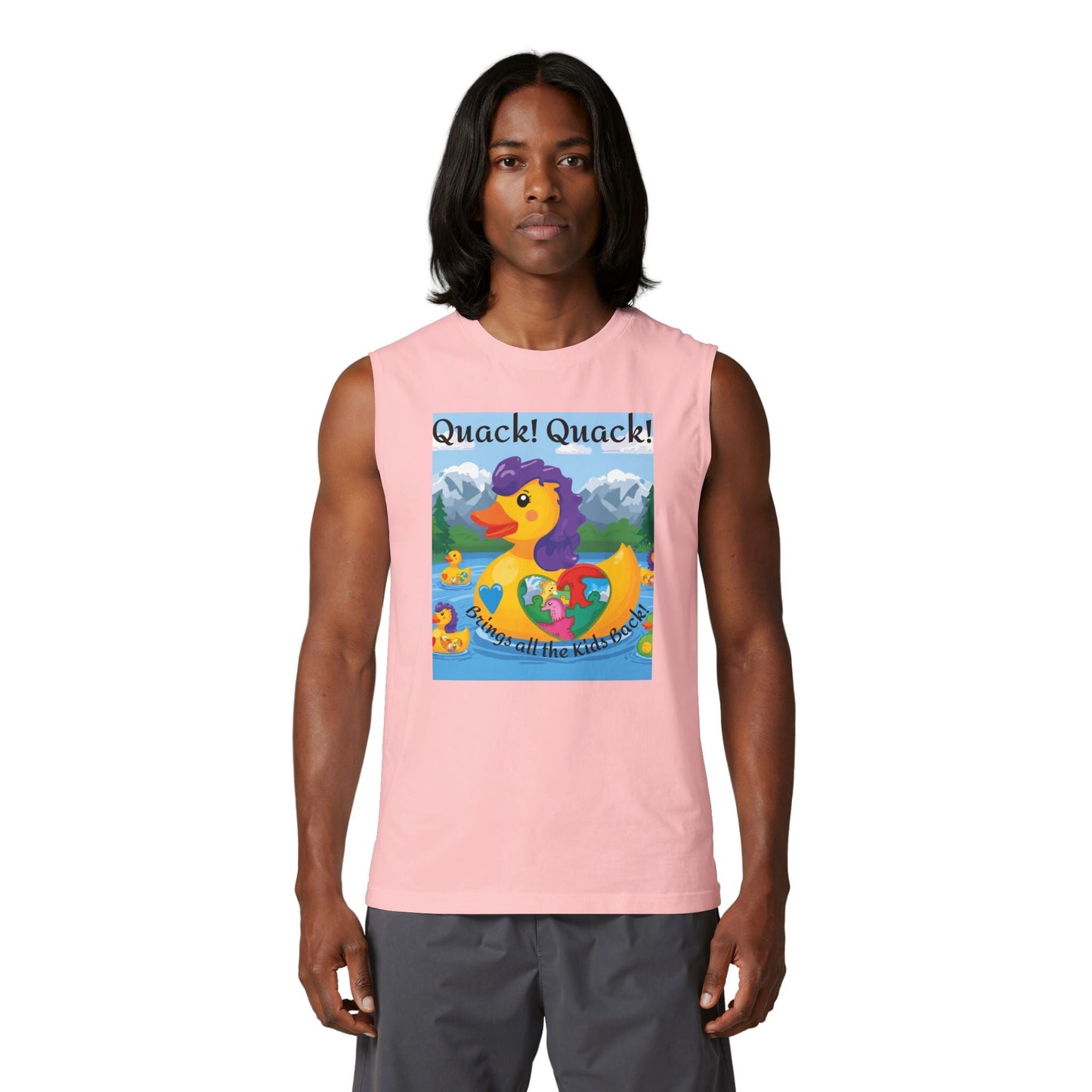Colorful Mom Duck Heart Design Muscle Tank - Geo Rocks The 'Tism