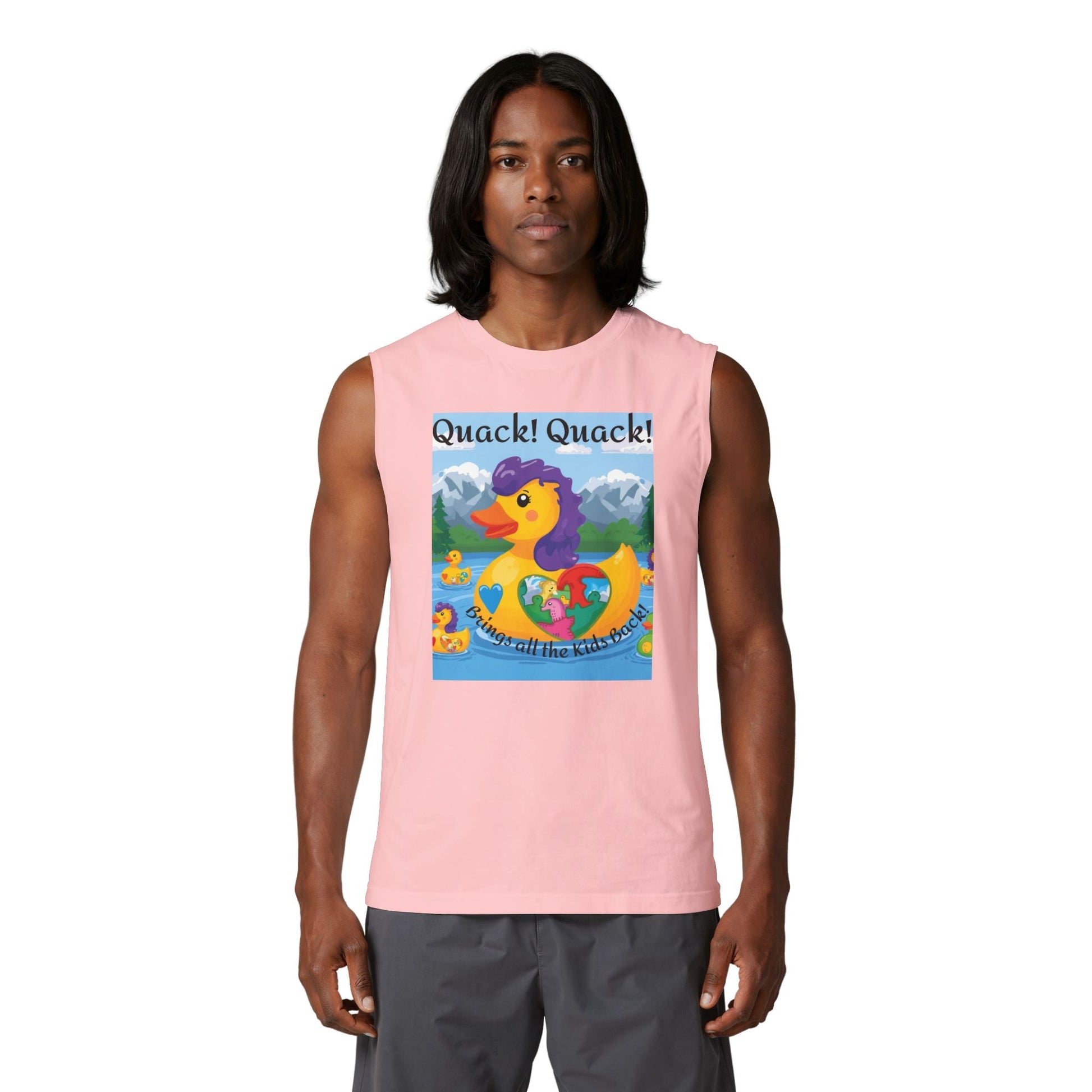 Colorful Mom Duck Heart Design Muscle Tank - Geo Rocks The 'Tism