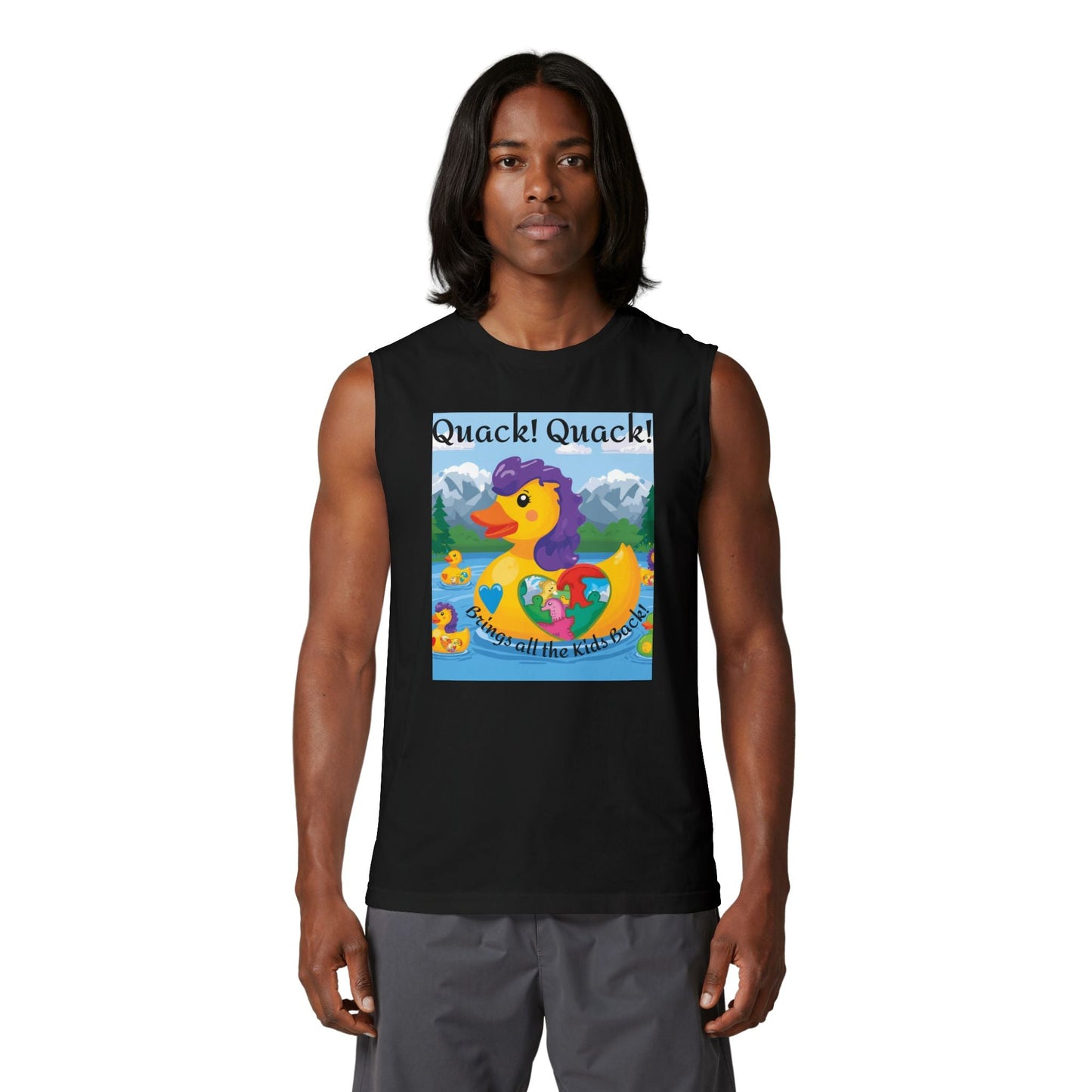 Colorful Mom Duck Heart Design Muscle Tank - Geo Rocks The 'Tism