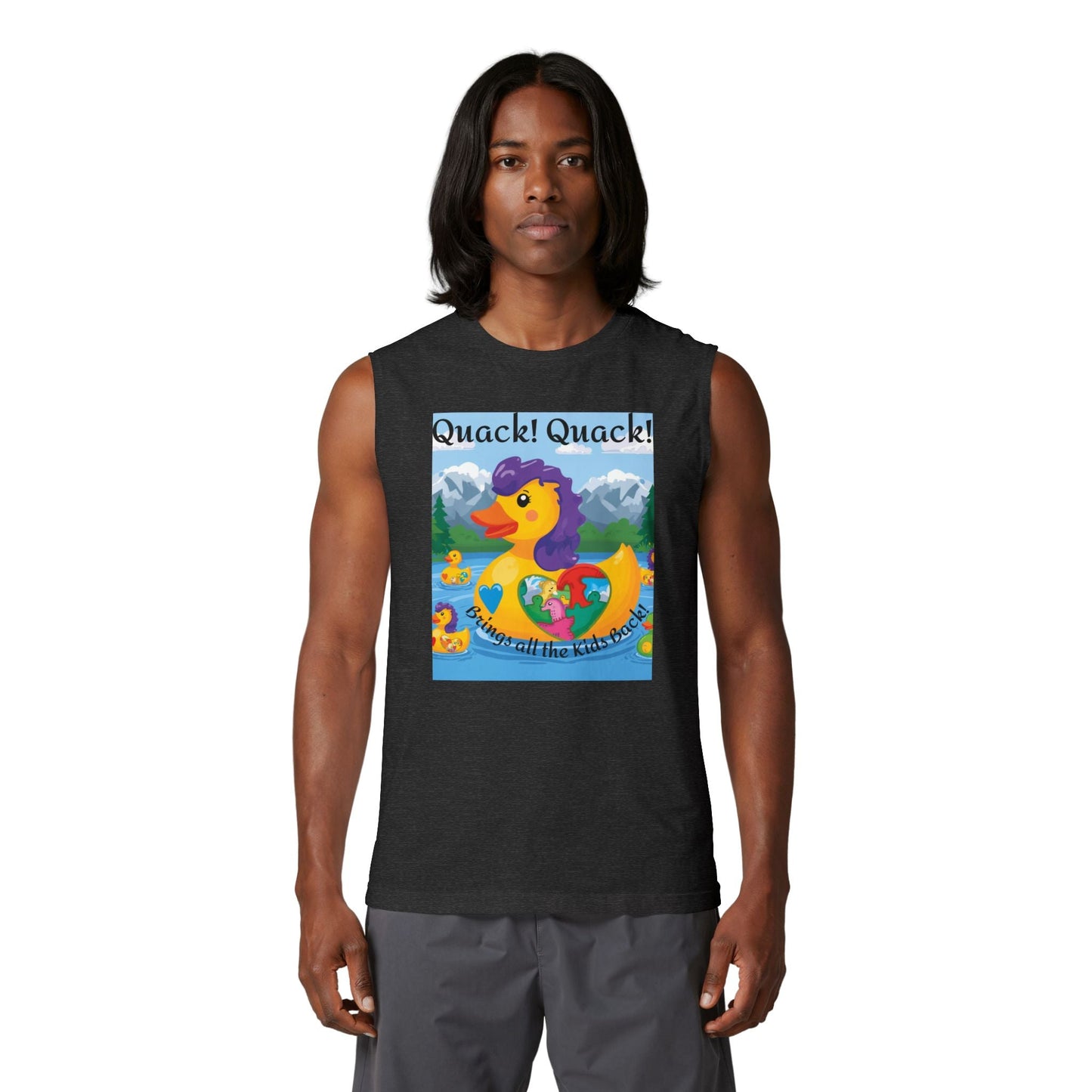 Colorful Mom Duck Heart Design Muscle Tank - Geo Rocks The 'Tism