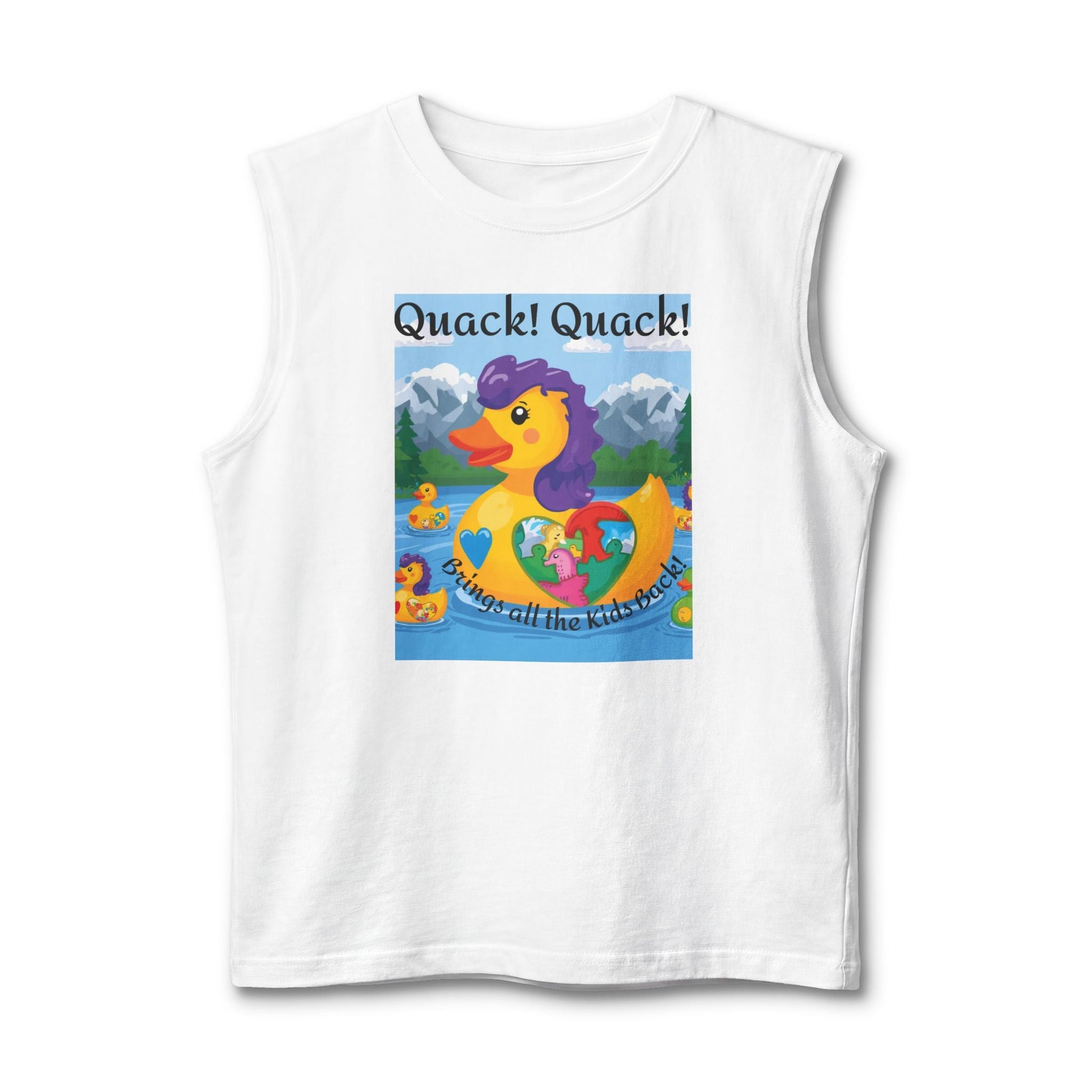 Colorful Mom Duck Heart Design Muscle Tank - Geo Rocks The 'Tism
