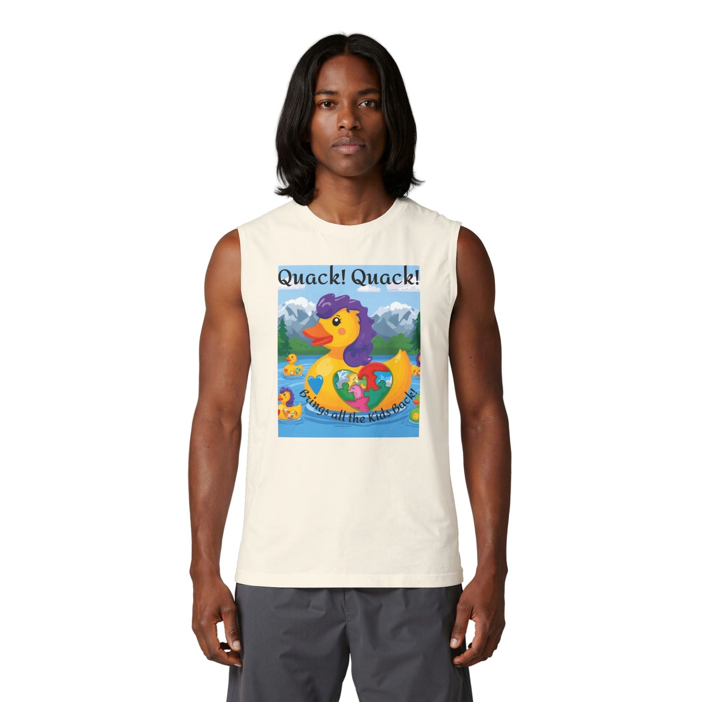 Colorful Mom Duck Heart Design Muscle Tank - Geo Rocks The 'Tism