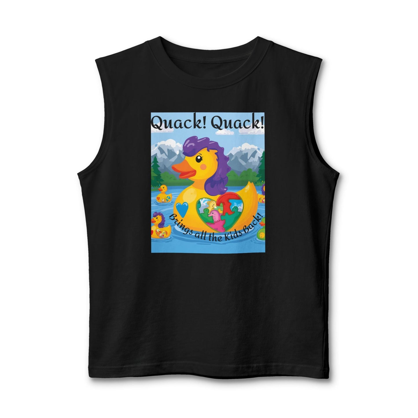 Colorful Mom Duck Heart Design Muscle Tank - Geo Rocks The 'Tism