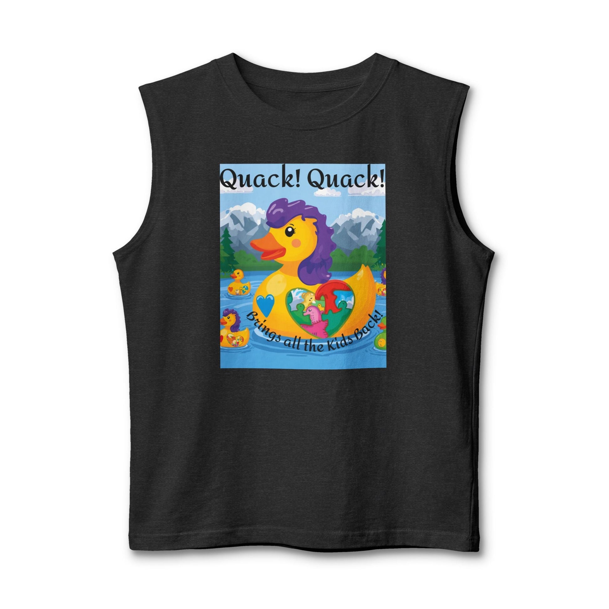 Colorful Mom Duck Heart Design Muscle Tank - Geo Rocks The 'Tism