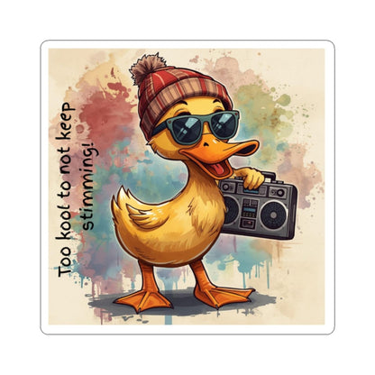 Cool Duck Sticker — Retro Boombox Duck with Sunglasses & Beanie - Geo Rocks The 'Tism