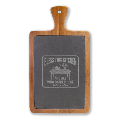 Engraved Charcuterie Board Set – "Bless This Kitchen and All Who Gather Here" - Geo Rocks The 'Tism