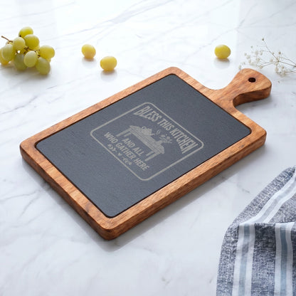 Engraved Charcuterie Board Set – "Bless This Kitchen and All Who Gather Here" - Geo Rocks The 'Tism