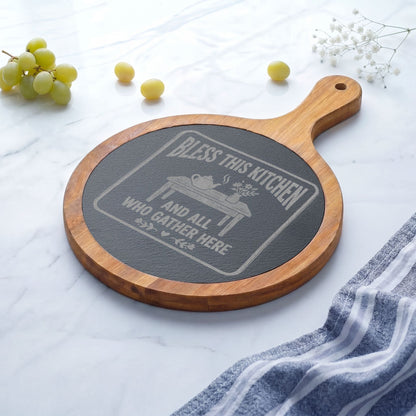 Engraved Charcuterie Board Set – "Bless This Kitchen and All Who Gather Here" - Geo Rocks The 'Tism