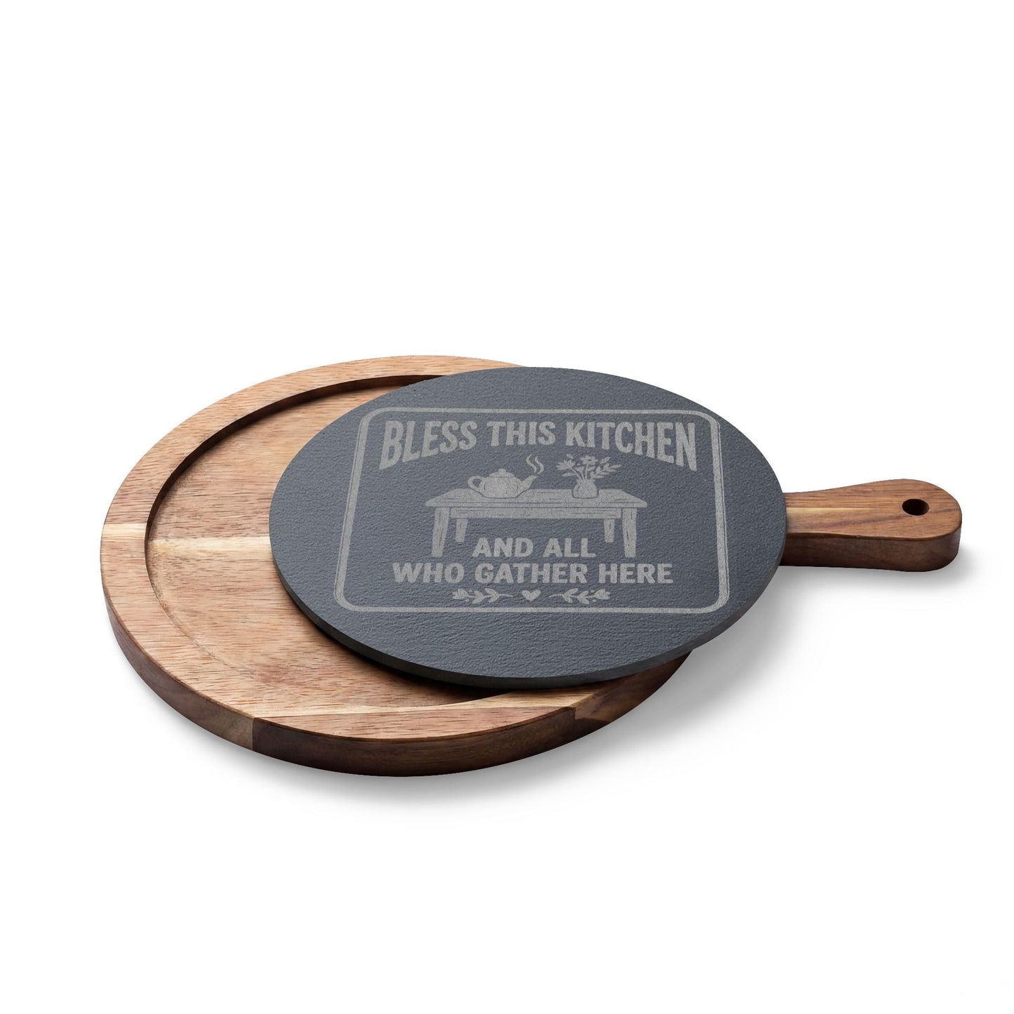 Engraved Charcuterie Board Set – "Bless This Kitchen and All Who Gather Here" - Geo Rocks The 'Tism