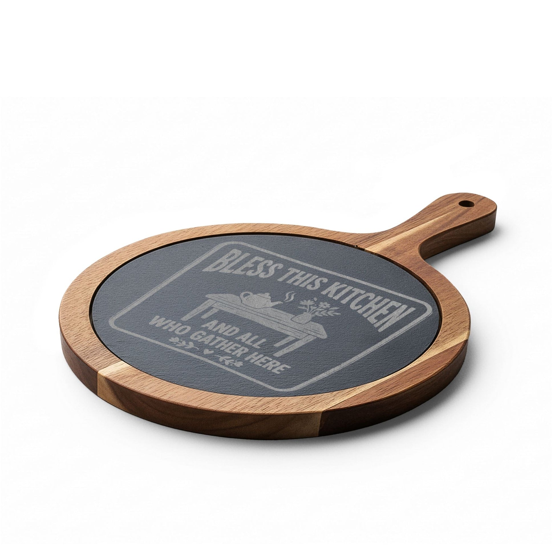 Engraved Charcuterie Board Set – "Bless This Kitchen and All Who Gather Here" - Geo Rocks The 'Tism