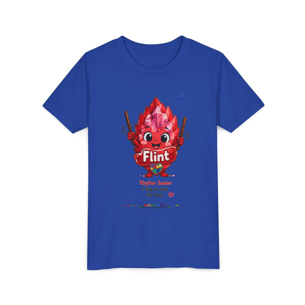 “Geo Flaps With Sticks!” Stimming Geode -Autism Self Sensory Regulation Youth Tee - Geo Rocks The 'Tism