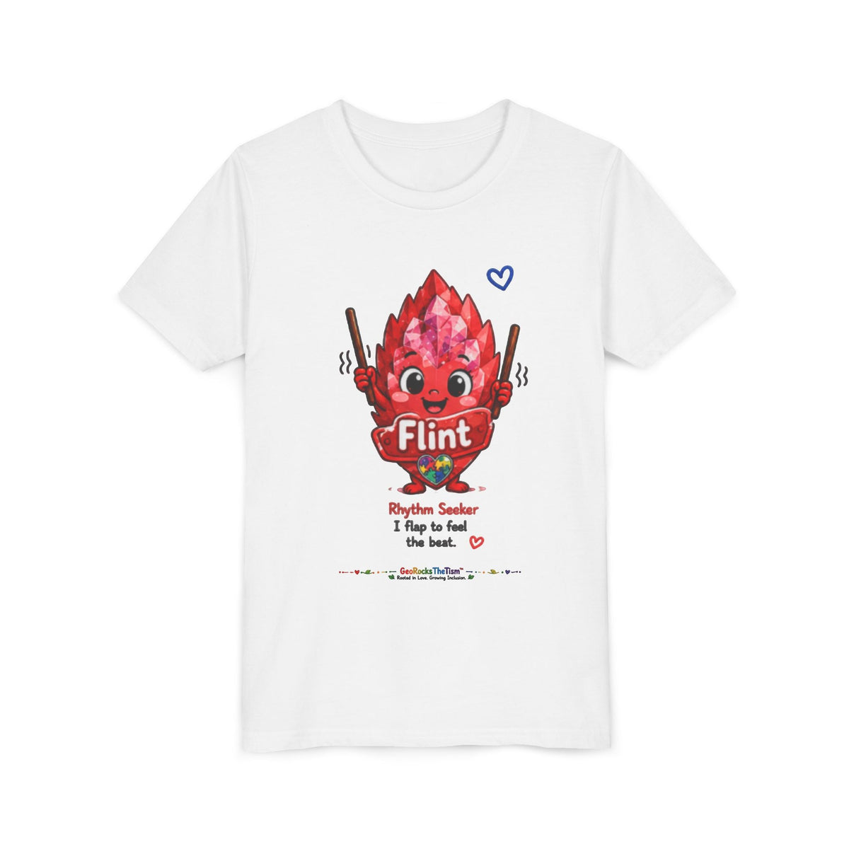“Geo Flaps With Sticks!” Stimming Geode -Autism Self Sensory Regulation Youth Tee - Geo Rocks The 'Tism
