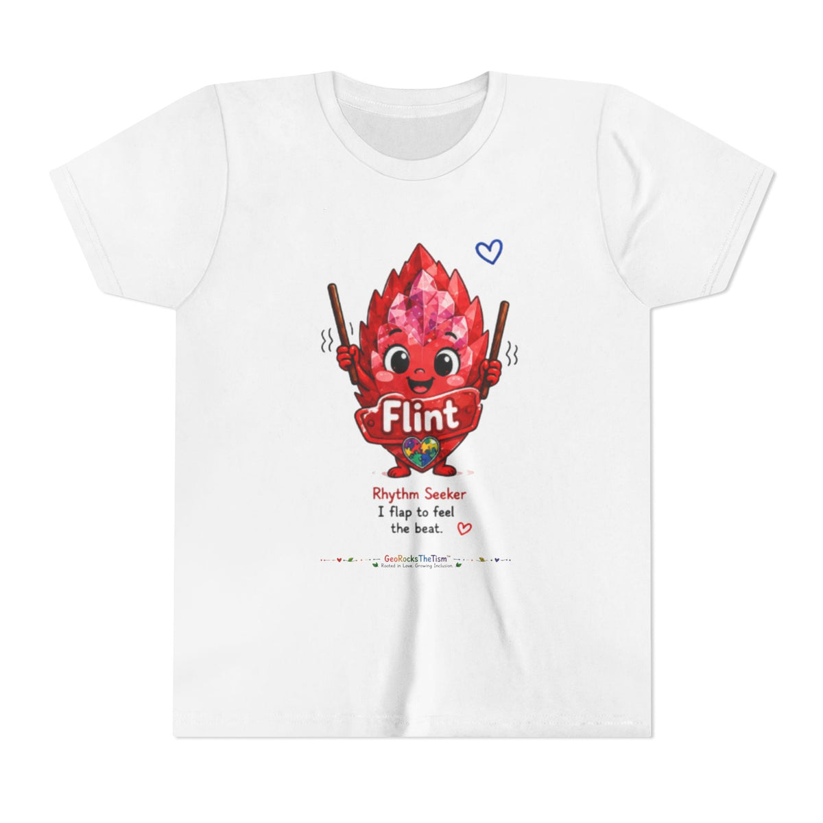 “Geo Flaps With Sticks!” Stimming Geode -Autism Self Sensory Regulation Youth Tee - Geo Rocks The 'Tism