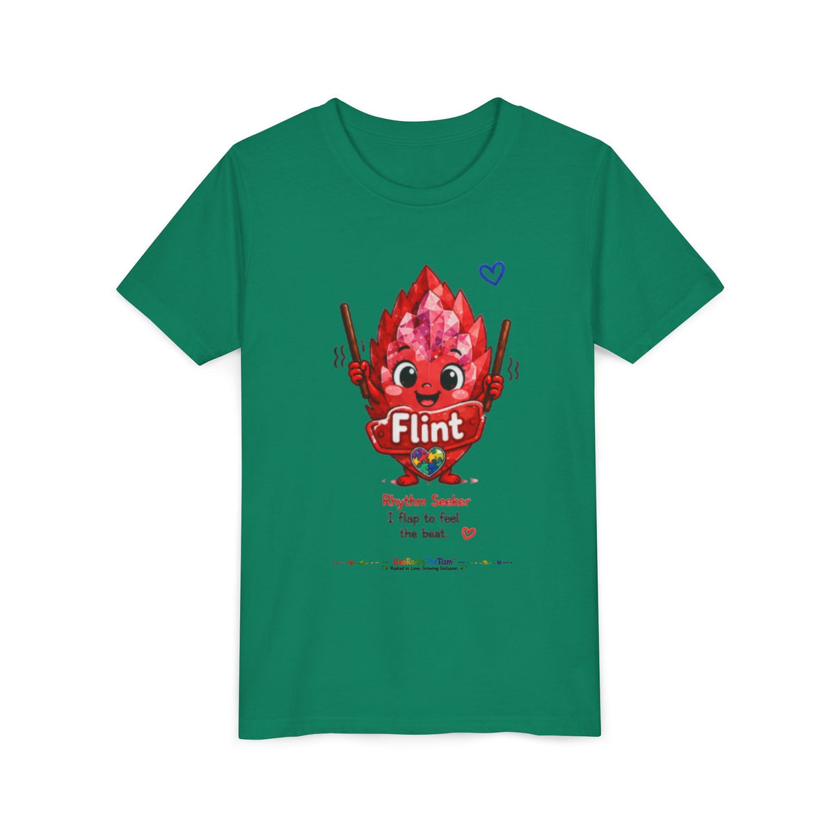“Geo Flaps With Sticks!” Stimming Geode -Autism Self Sensory Regulation Youth Tee - Geo Rocks The 'Tism