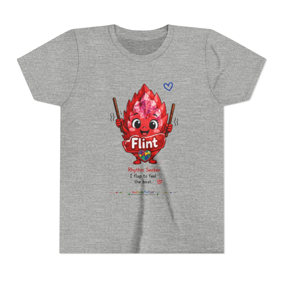 “Geo Flaps With Sticks!” Stimming Geode -Autism Self Sensory Regulation Youth Tee - Geo Rocks The 'Tism